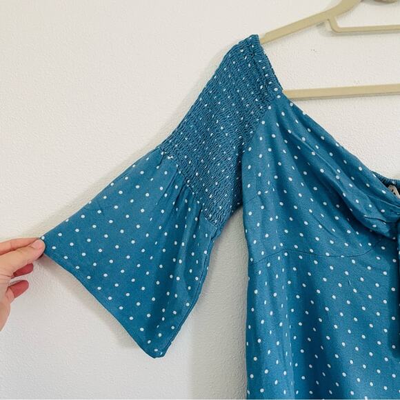 🍒 IDYLLWIND Dreamer Off the Shoulder Polka Dot Crop Top Western Belle Sleeve-XL - Picture 5 of 10